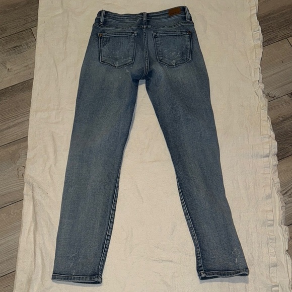 Blue Skinny Distressed Jeans with Rips and Full Length - Picture 3 of 4
